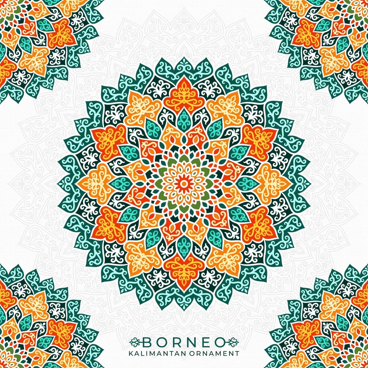 Borneo kalimantan mandala uslubidagi bezak | Borneo kalimantan ornament mandala style