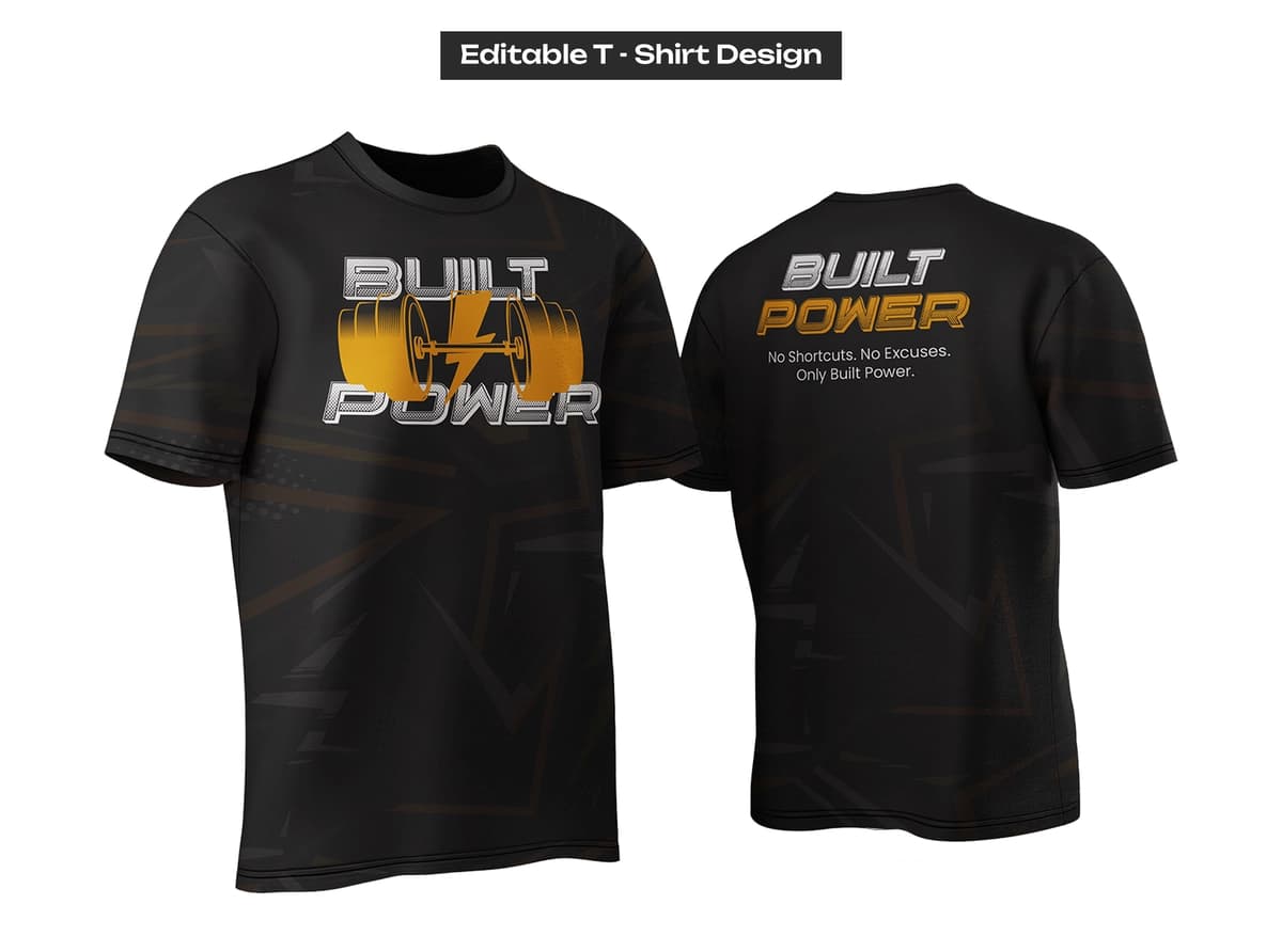 O'rnatilgan kuchli sanoat mavzusi bilan tahrirlanadigan futbolka dizayni | Editable t shirt design with built power industrial theme