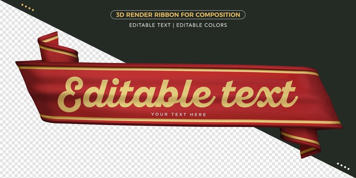 Tahrirlanadigan matnli 3D render lentasi | 3d render ribbon with editable text