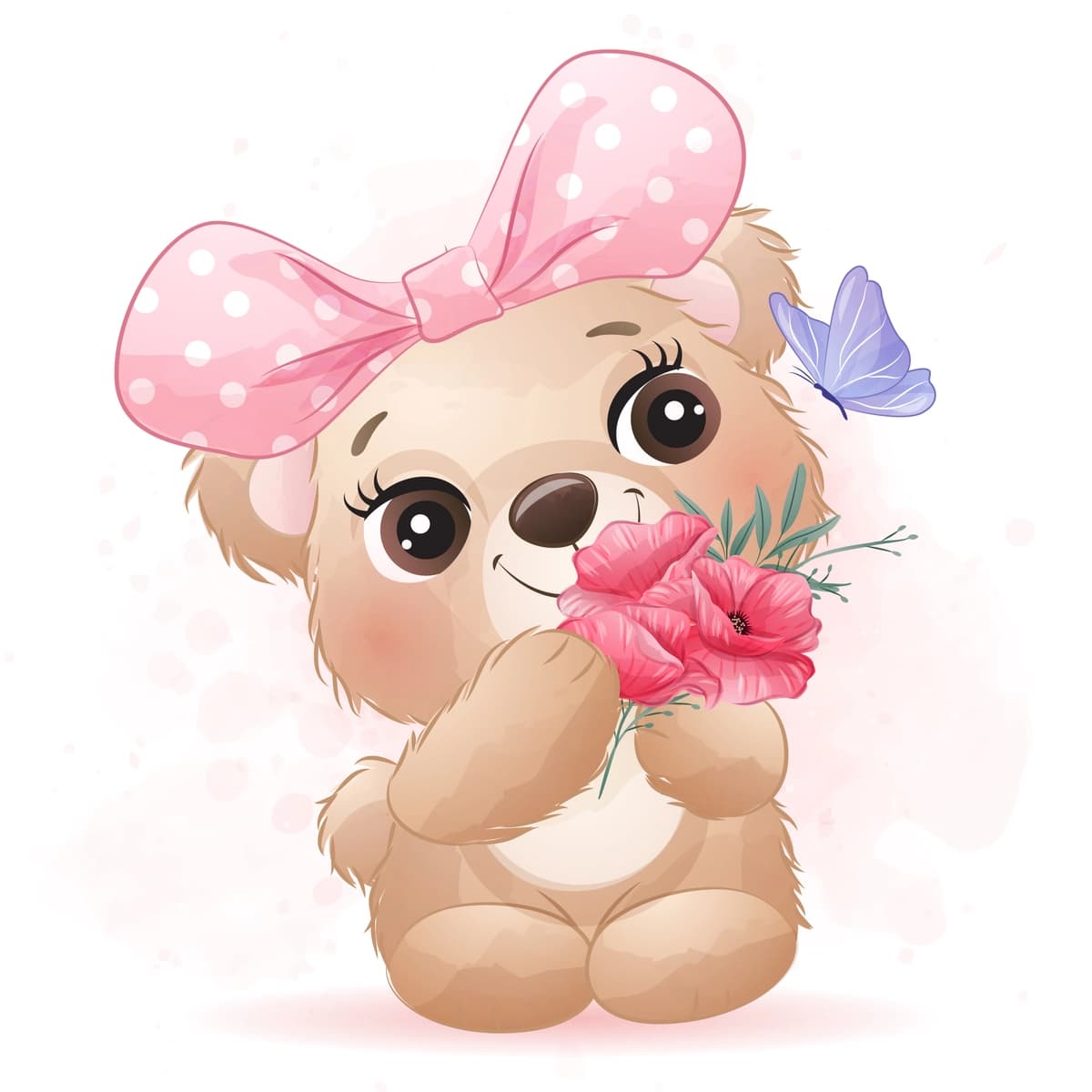 Akvarel effektli yoqimli kichkina ayiq | Cute little bear with watercolor effect