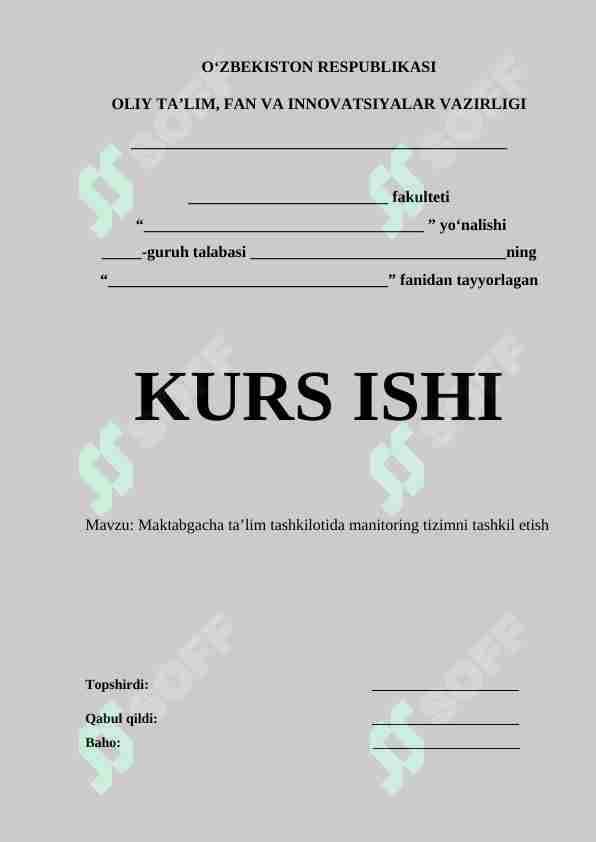 Maktabgacha ta’lim tashkilotida manitoring tizimni tashkil etish