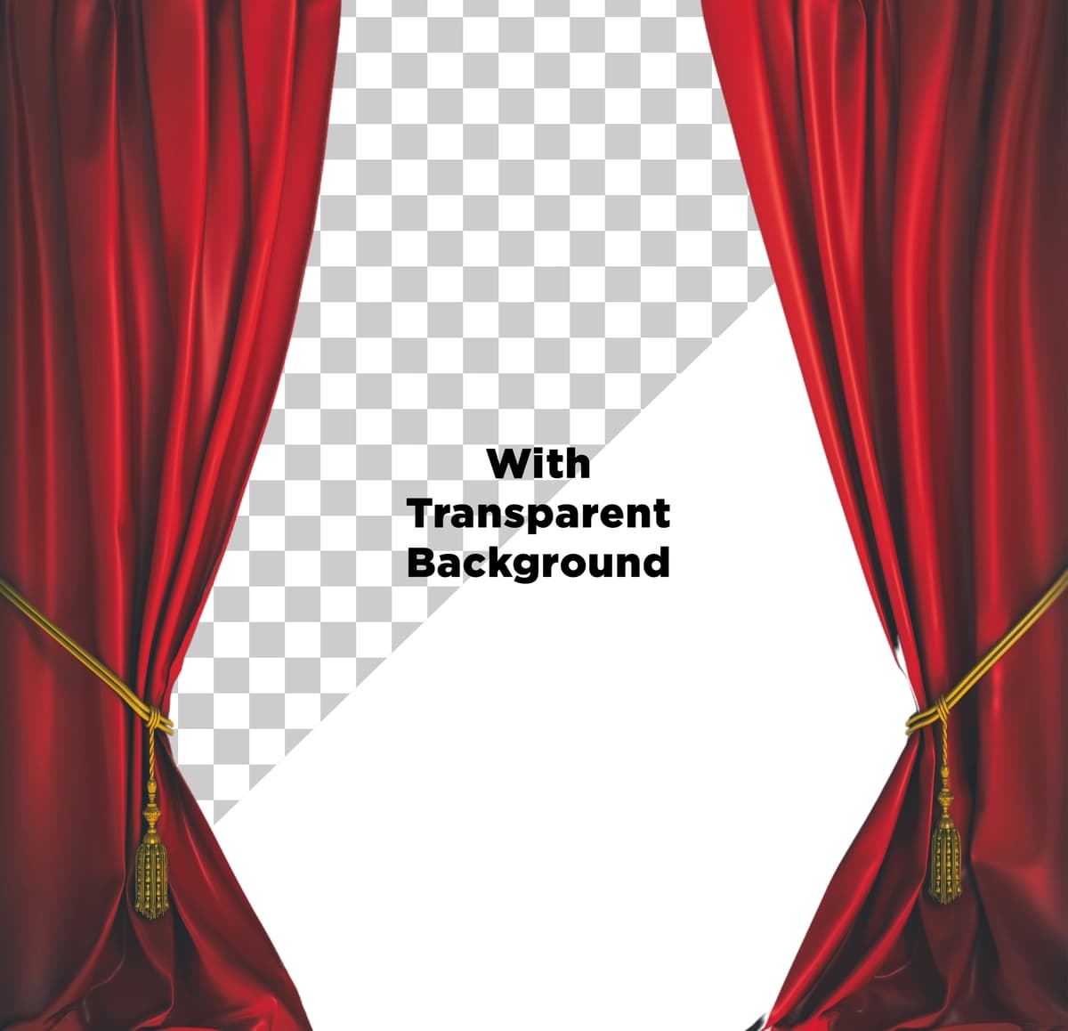 Qizil pardalar shaffof fonni ajratib turadi | Red curtains isolated transparent background