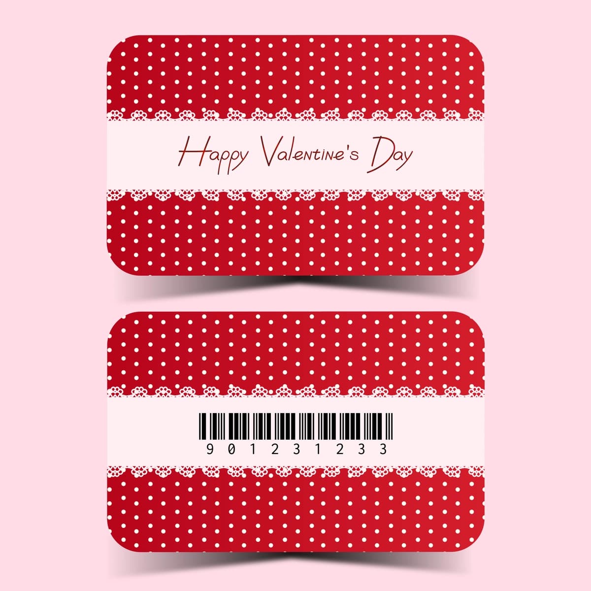 Muborak Sevishganlar kuni vaucher kartasi shablonining old tomoni | Happy valentines day voucher card template front back