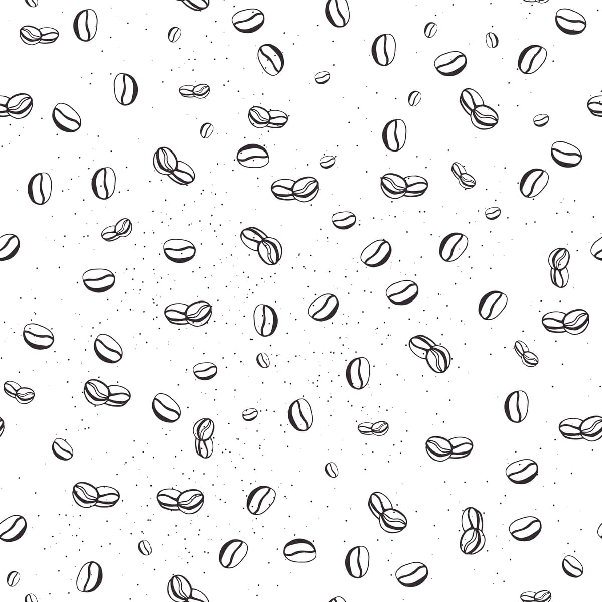 Kofe loviyalari bilan choksiz naqsh vektor tasviri | Seamless pattern with coffee beans vector illustration