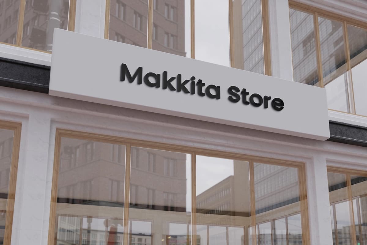 3D logotip maket zamonaviy fasad belgisi | 3d logo mockup modern facade sign