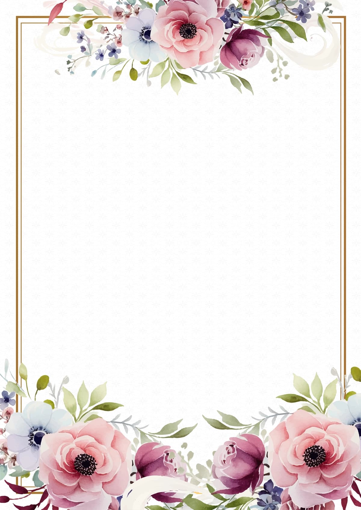 Flora gulli pushti ko'k zamonaviy gulchambar fon taklifnomasi | Pink blue modern wreath background invitation frame with flora flower