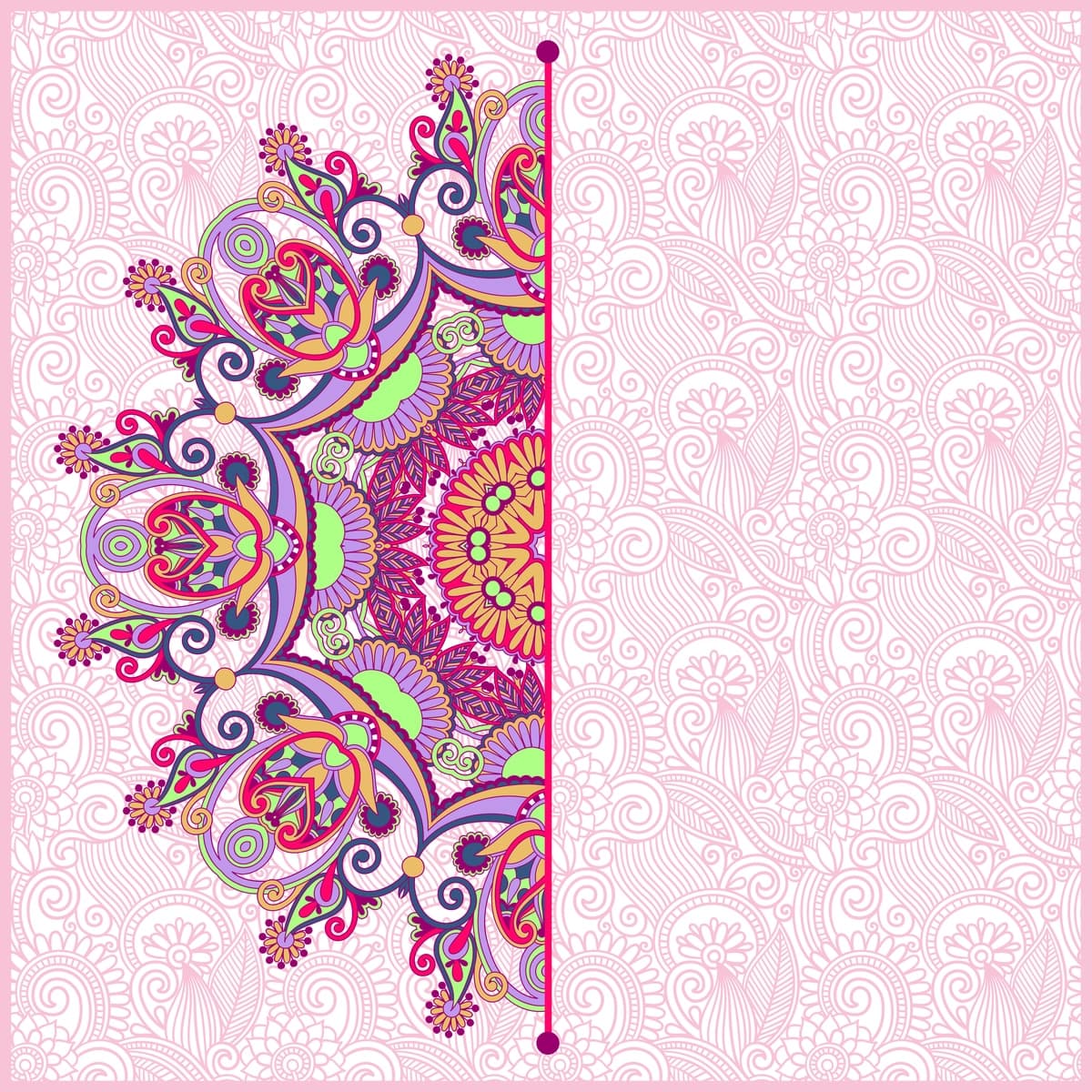 Gulli fonga ega bezakli doira shabloni | Ornamental circle template with floral background