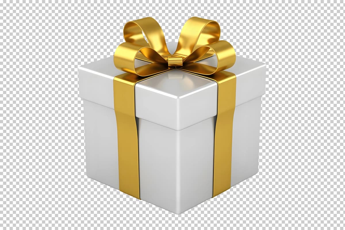 Oltin kamon bilan oqlangan oq sovg'a qutisi | Elegant white gift box with golden bow