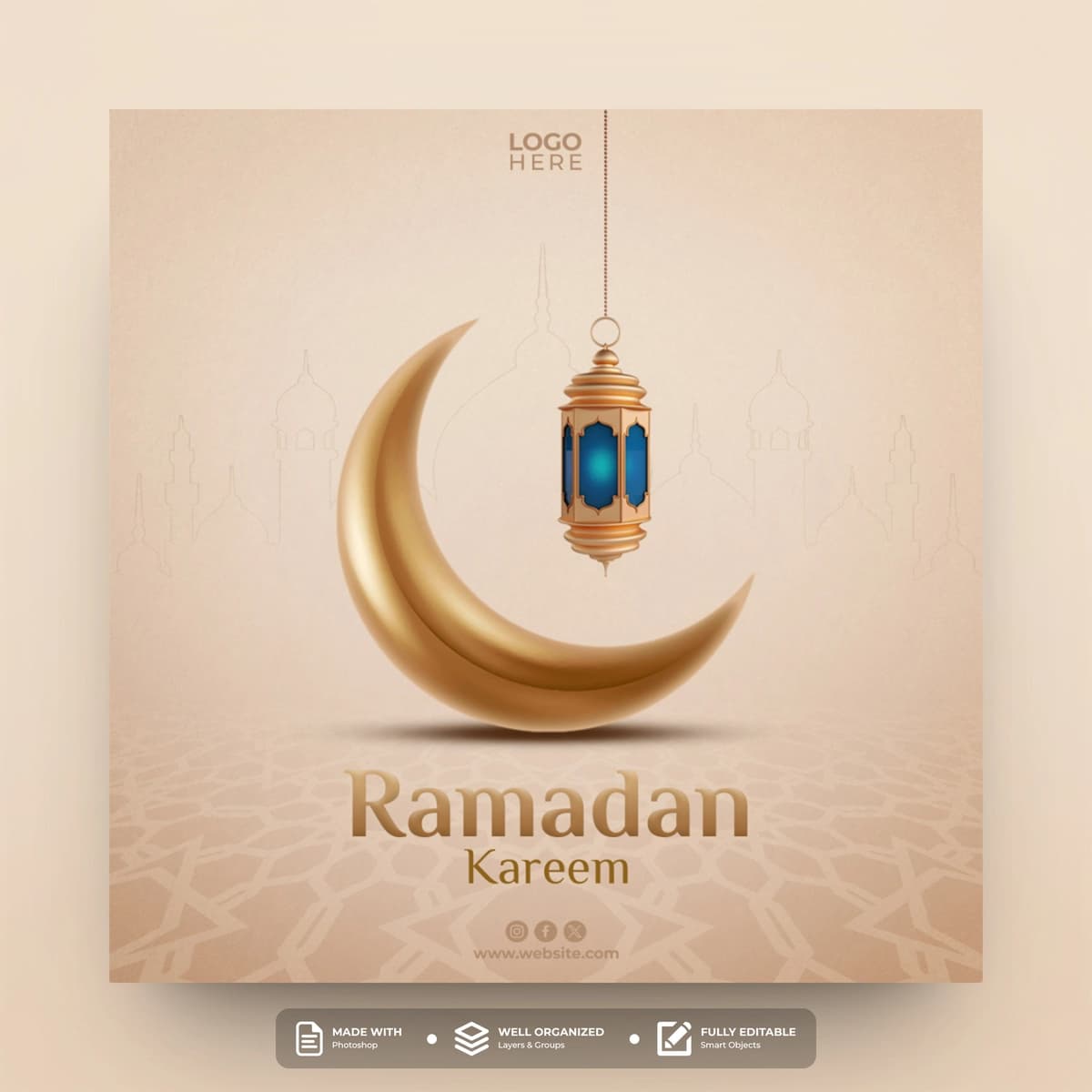 Ramazon Karim ijtimoiy media post shablonlari dizayni | Ramadan kareem social media post template design