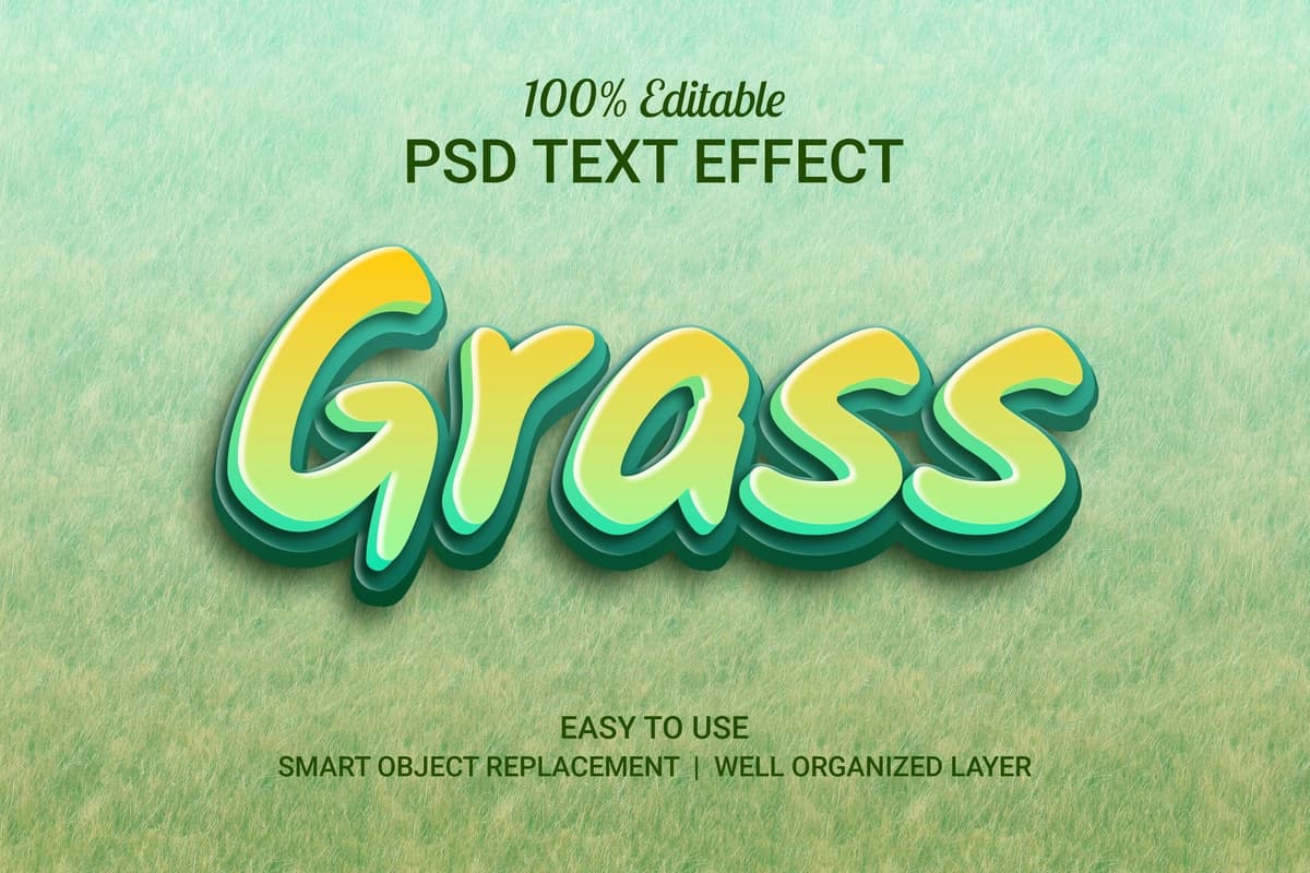 3D darajadagi effektli o't matn effekti | Grass text effect with 3d level effect