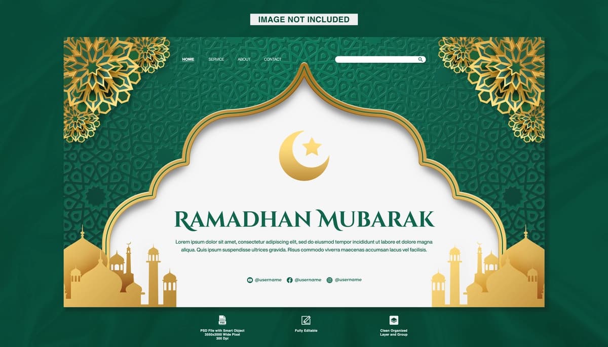 Islomiy mandala bilan Ramazon oyi muborak ochilish sahifasi banneri shabloni | Ramadan mubarak landing page banner template with islamic mandala
