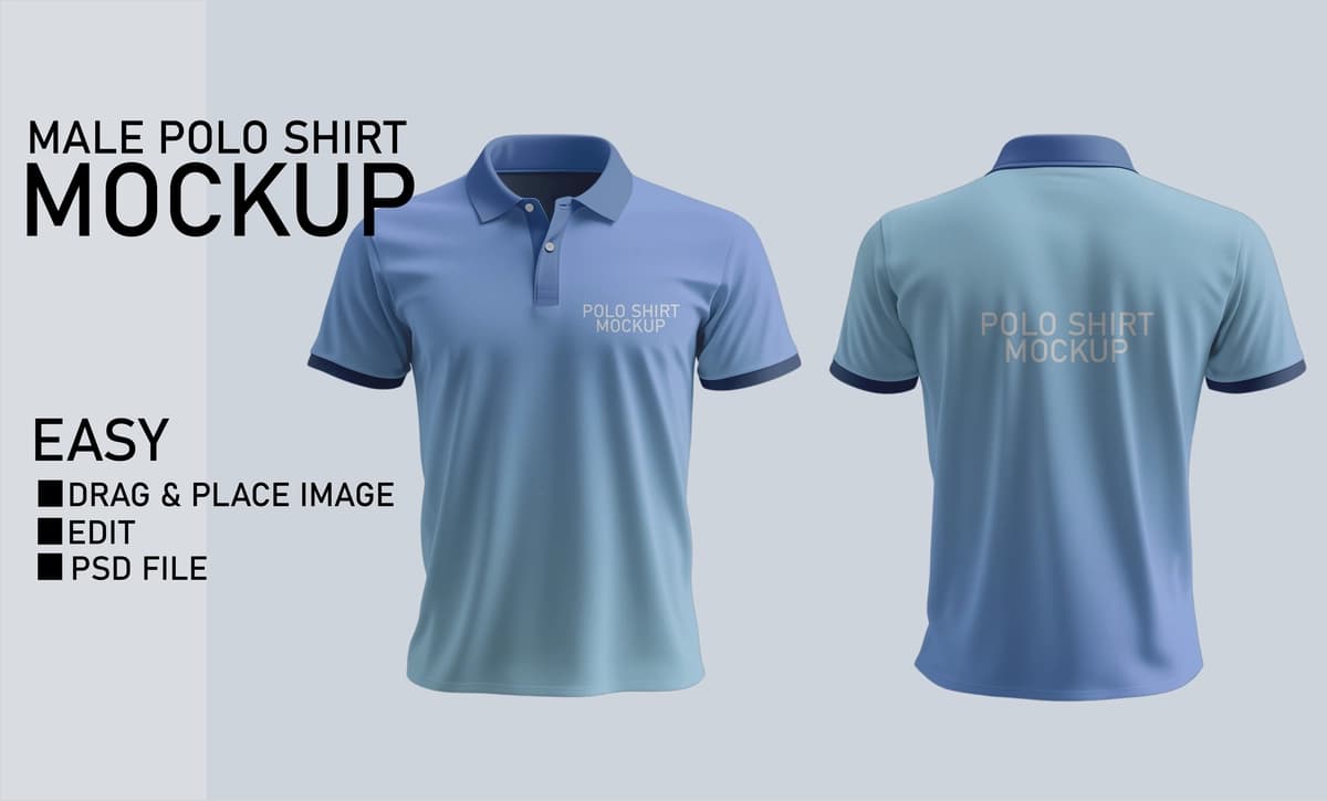 Erkaklar polo ko'ylak maketi | Male polo shirt mockup