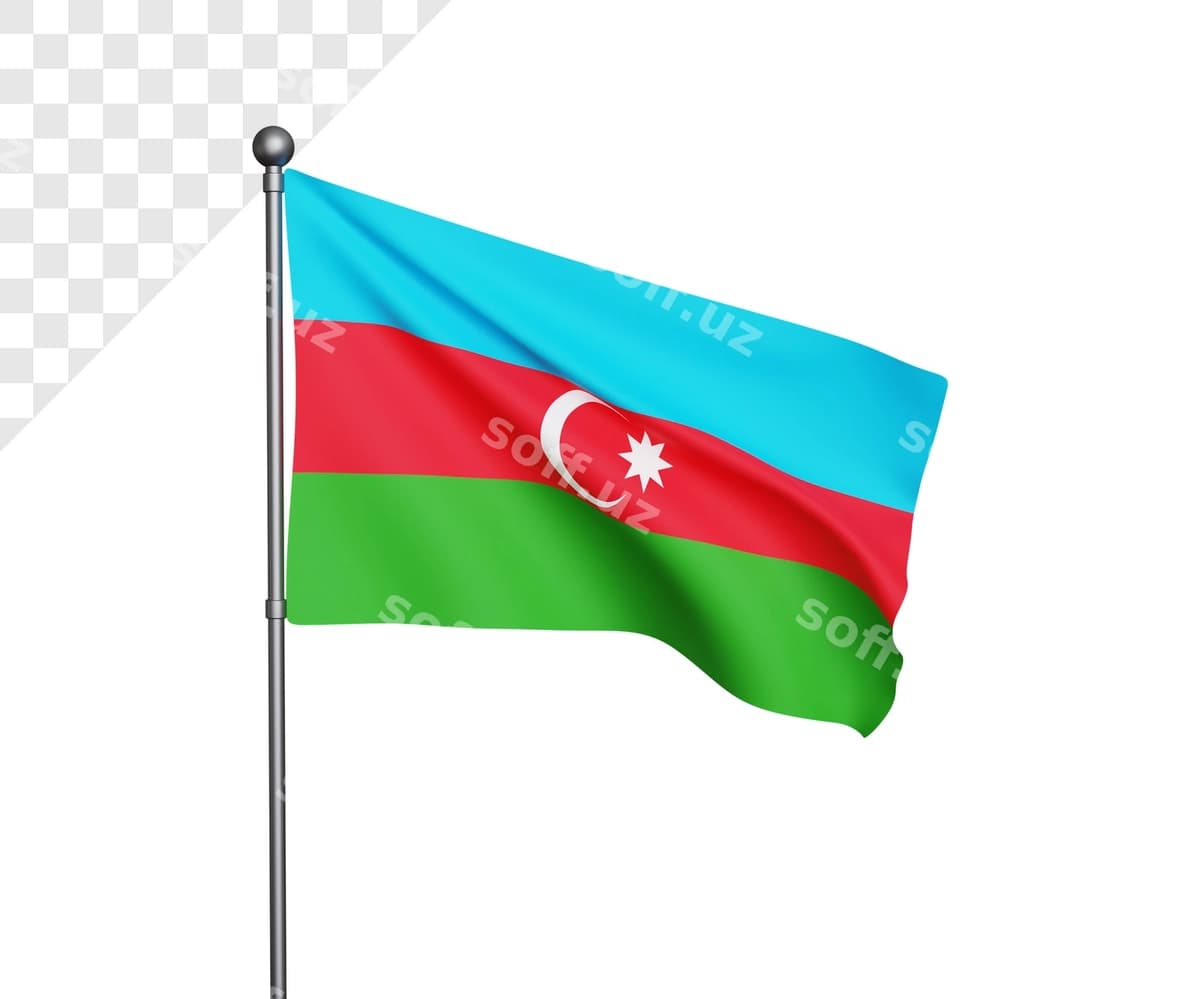 Ozarbayjon bayrog'ining 3D illyustratsiyasi | 3d azerbaijan flag illustration
