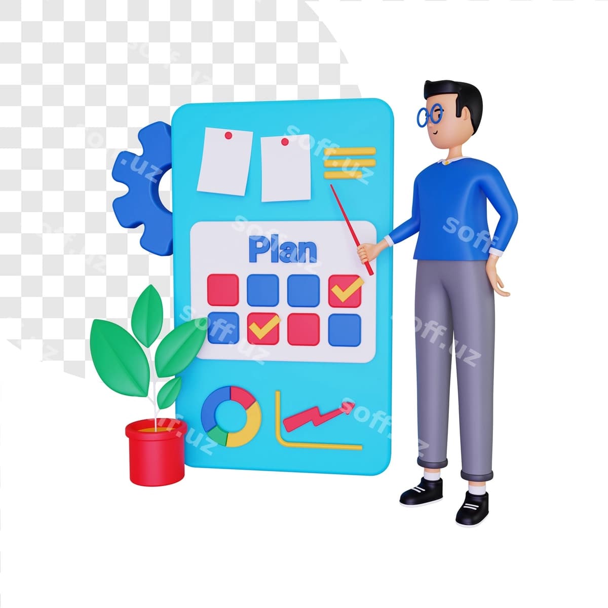 3 o'lchovli biznes rejasi kontseptsiya illustratsiyasi | 3d business plan concept illustration