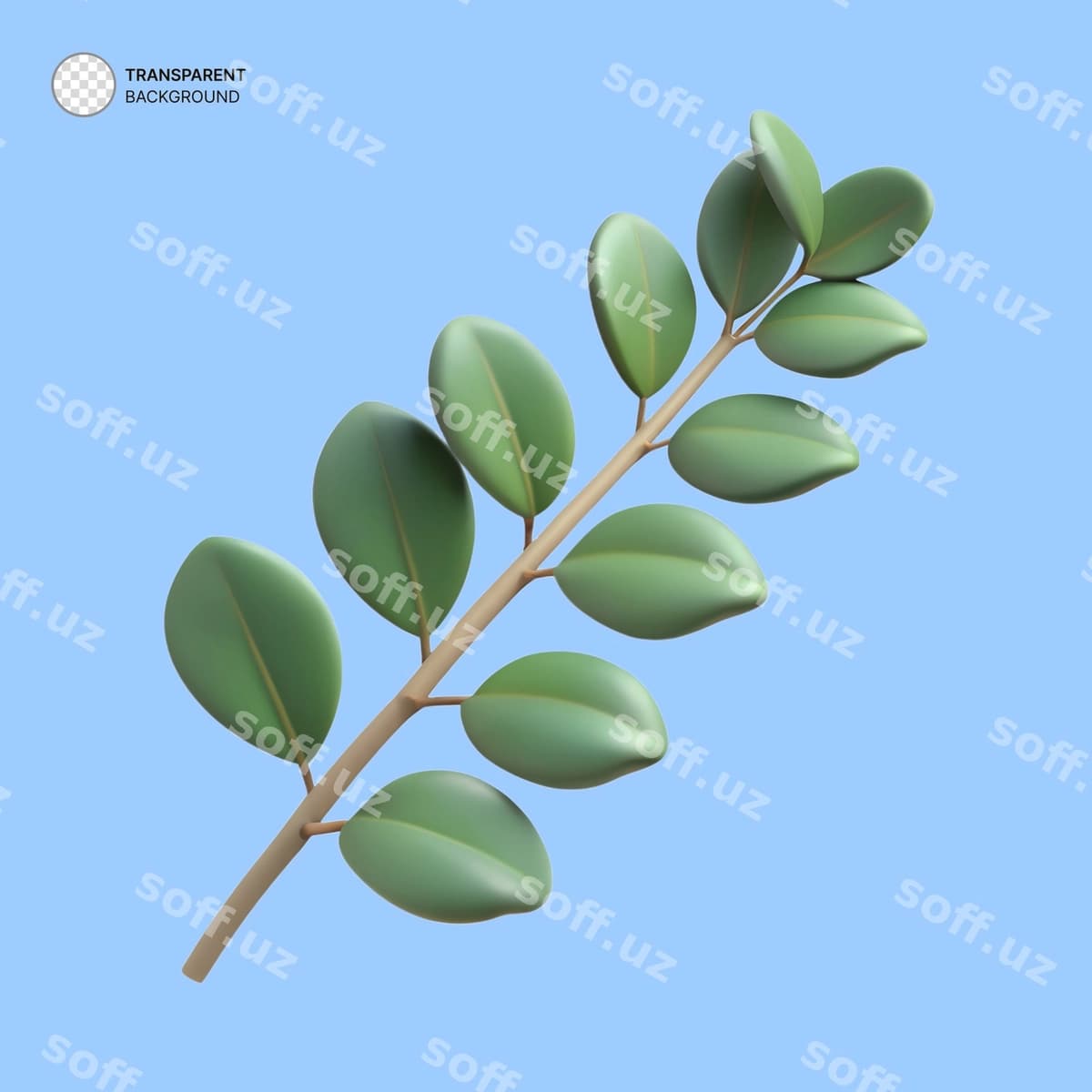 3D evkalipt shoxchasi belgisi tasviri | 3d eucalyptus branch icon illustration