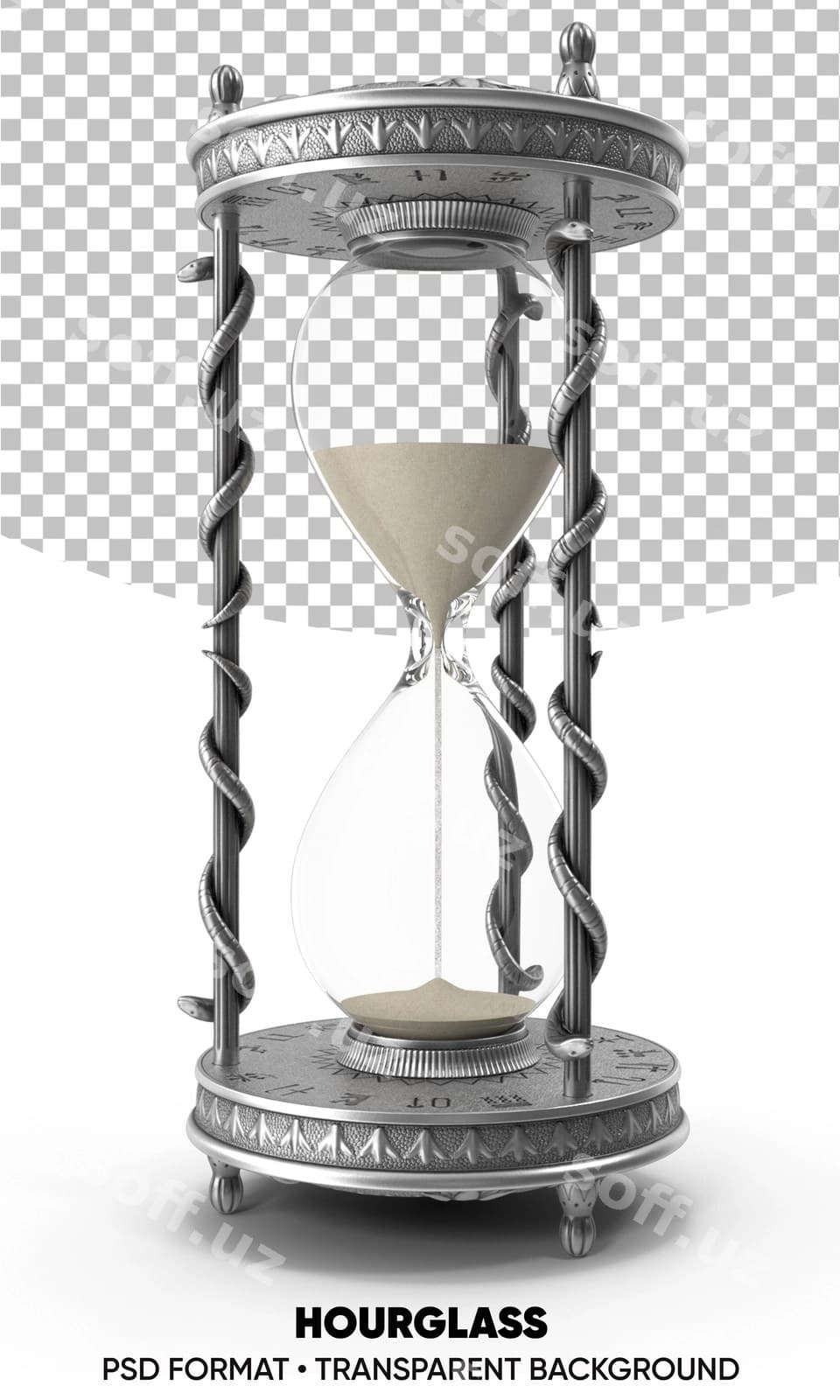 3D qum soati shaffof fon | 3d hourglass transparent background