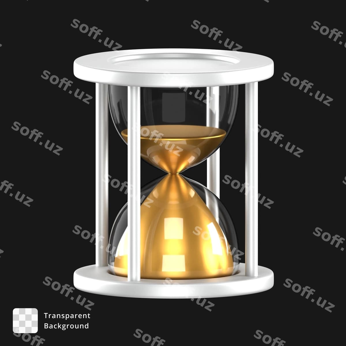 Uch oʻlchovli ikonka oq soat qutisi | 3d icon white hourglass