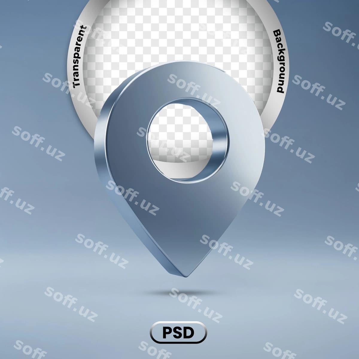 3D metall joylashuv pimi belgisi | 3d metallic location pin icon