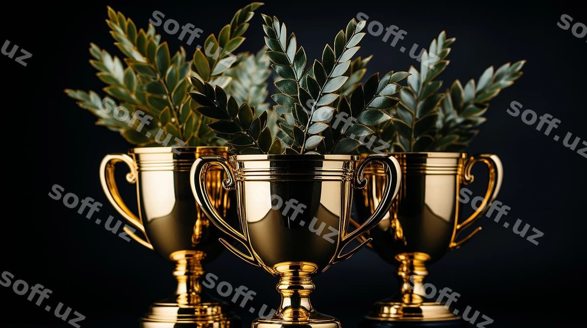 3d foto oltin kubok devor panosi | 3d photo golden cup wallpaper
