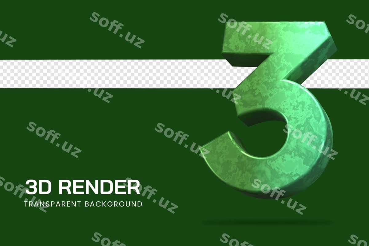 3D rendering 3-raqam ajralangan | 3d rendering number 3 isolated