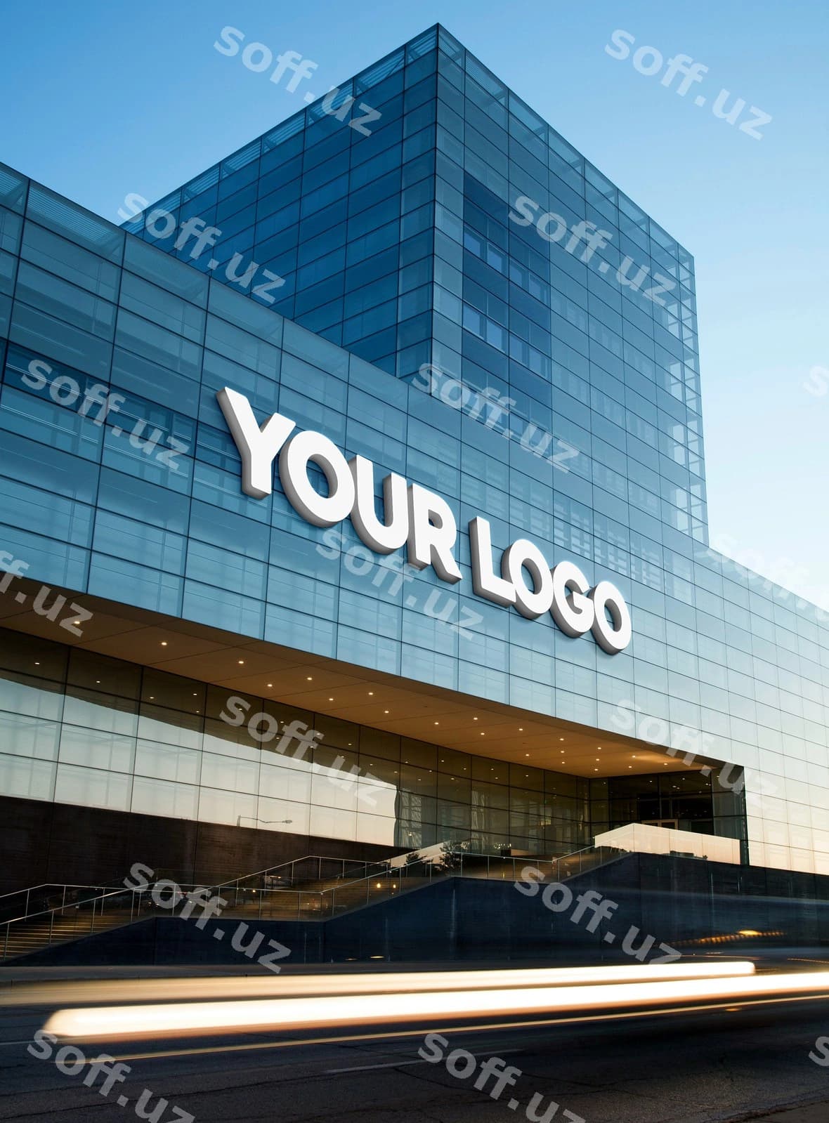 3 o'lchovli bino shaxtalari logo namunasi | 3d signage building logo mockup