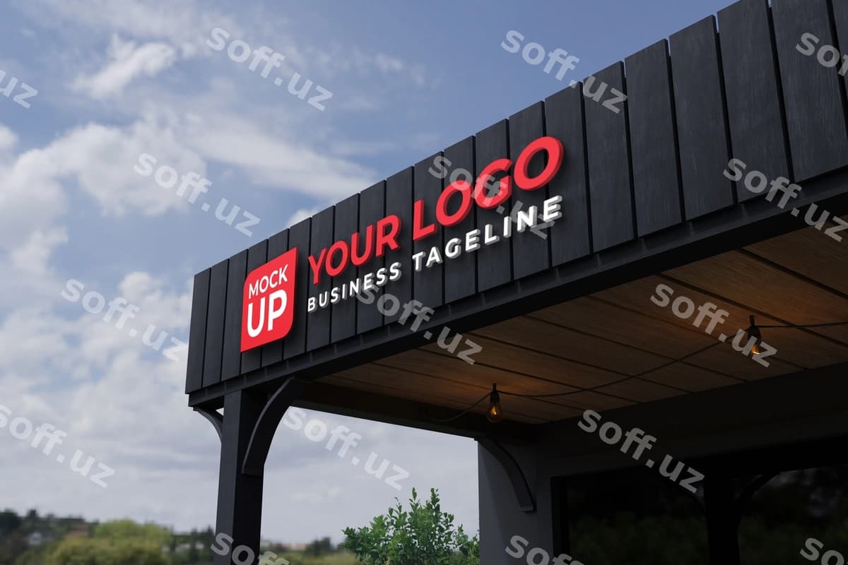 3D do'konining old maketi yog'och | 3d store front mockup wooden