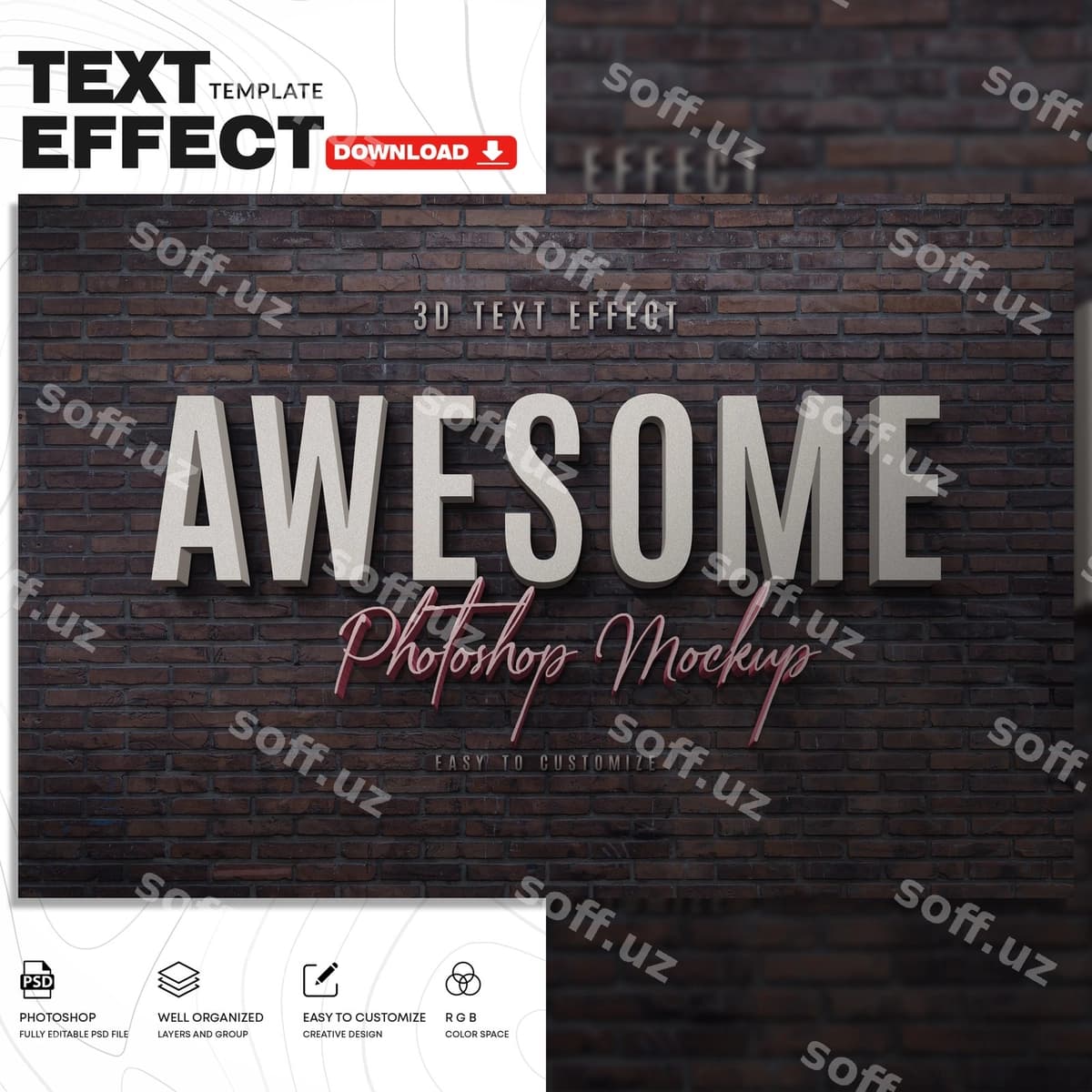 3d matn effekti psd shablon | 3d text effect psd template