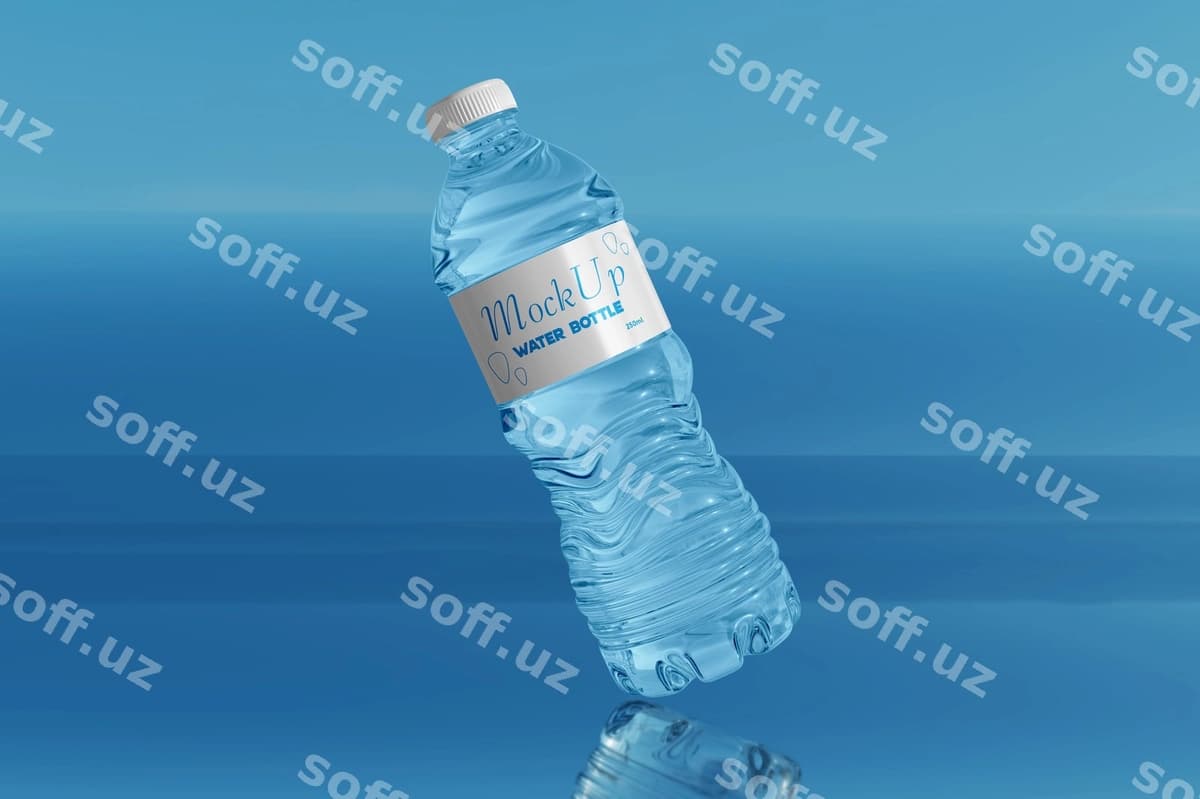 3D shaffof suv botuliği namunasi | 3d transparent water bottle mockup