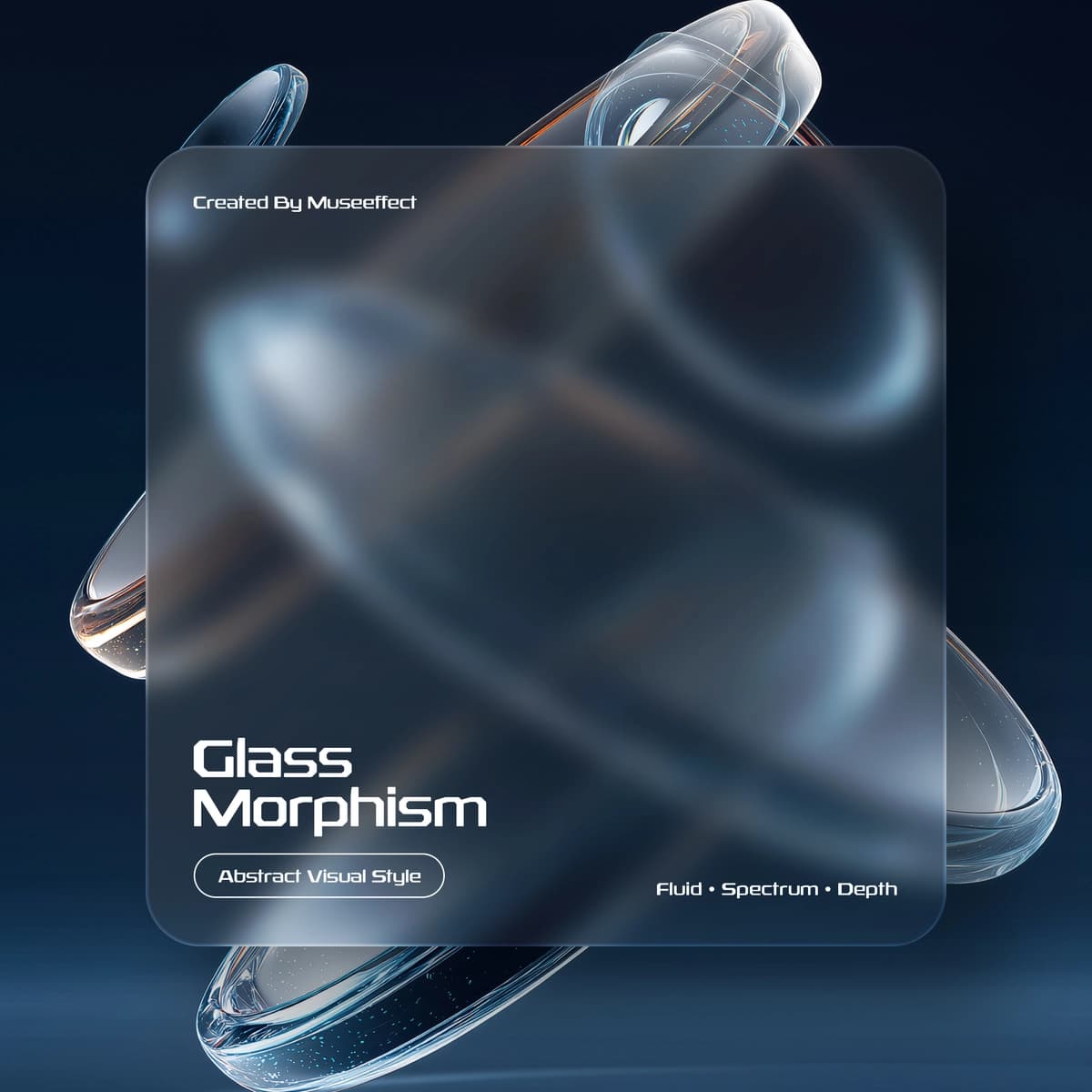Suyuq shakllar chuqurligi bilan mavhum shisha morfizmi | Abstract glass morphism with fluid shapes depth