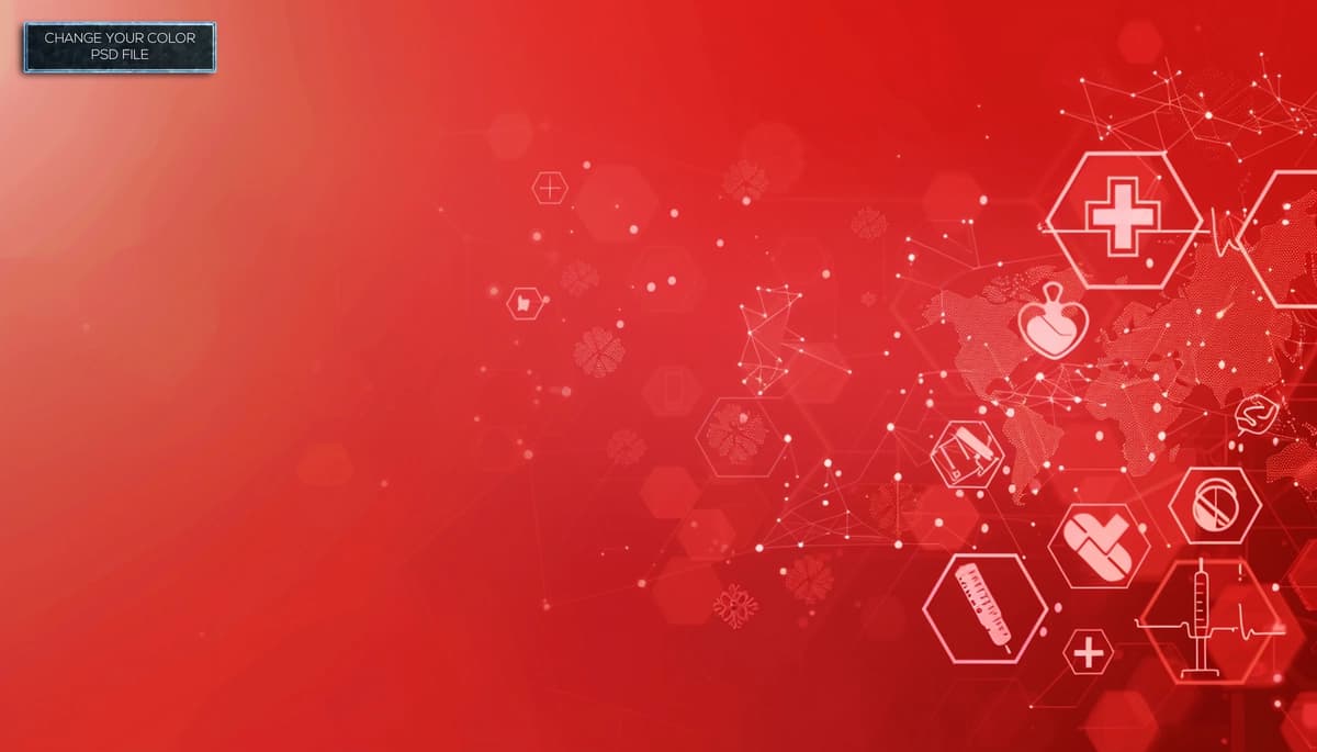 Mavhum vektor tasviri tibbiy tarmoq qizil fon bilan | Abstract vector illustration medical network red background with