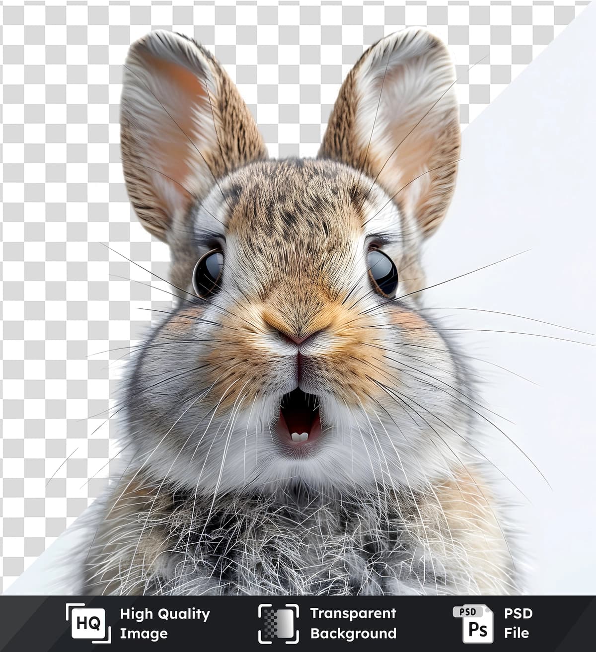 Yoqimli quyon quyonning hayratlanarli ifodasi shaffof png | Adorable bunny rabbit shows surprised expression transparent png