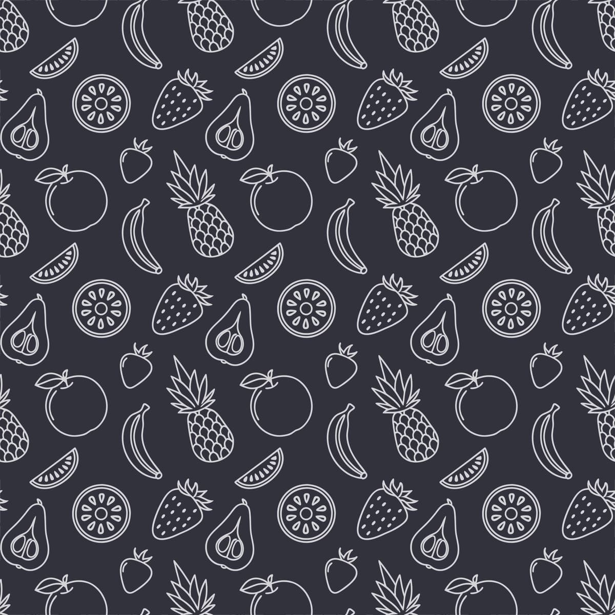 To'q rangli meva kontur naqsh oshxona dekor menyu dizayni | Dark fruit outline pattern kitchen decor menu design