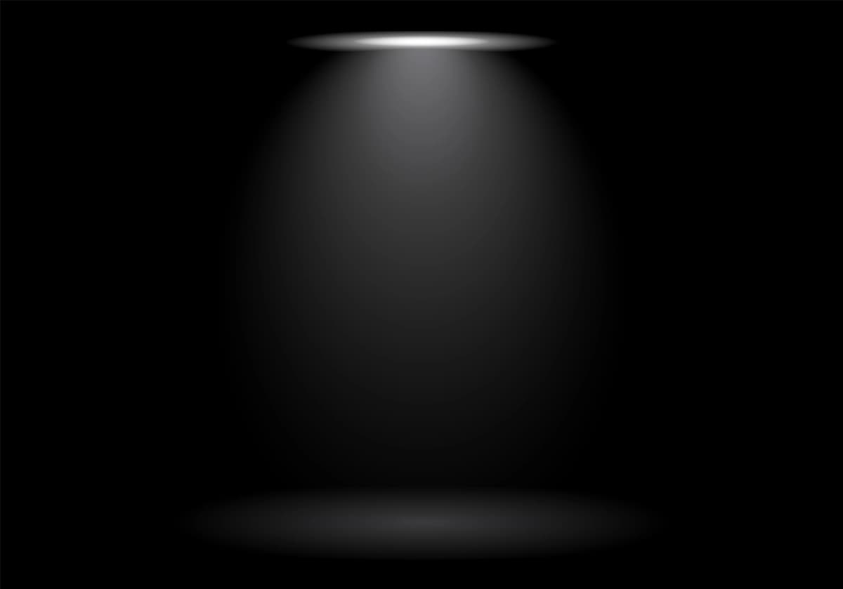 Qora muhitdagi oq nuqta yorug'lik fon vektor tasviri | Black ambient white spot light background vector illustration