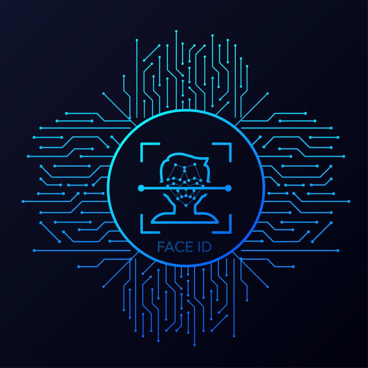 Yuzni tanib olish har qanday maqsadda himoya belgisi vektorining ajoyib dizayni | Face recognition great design any purposes protection icon vector