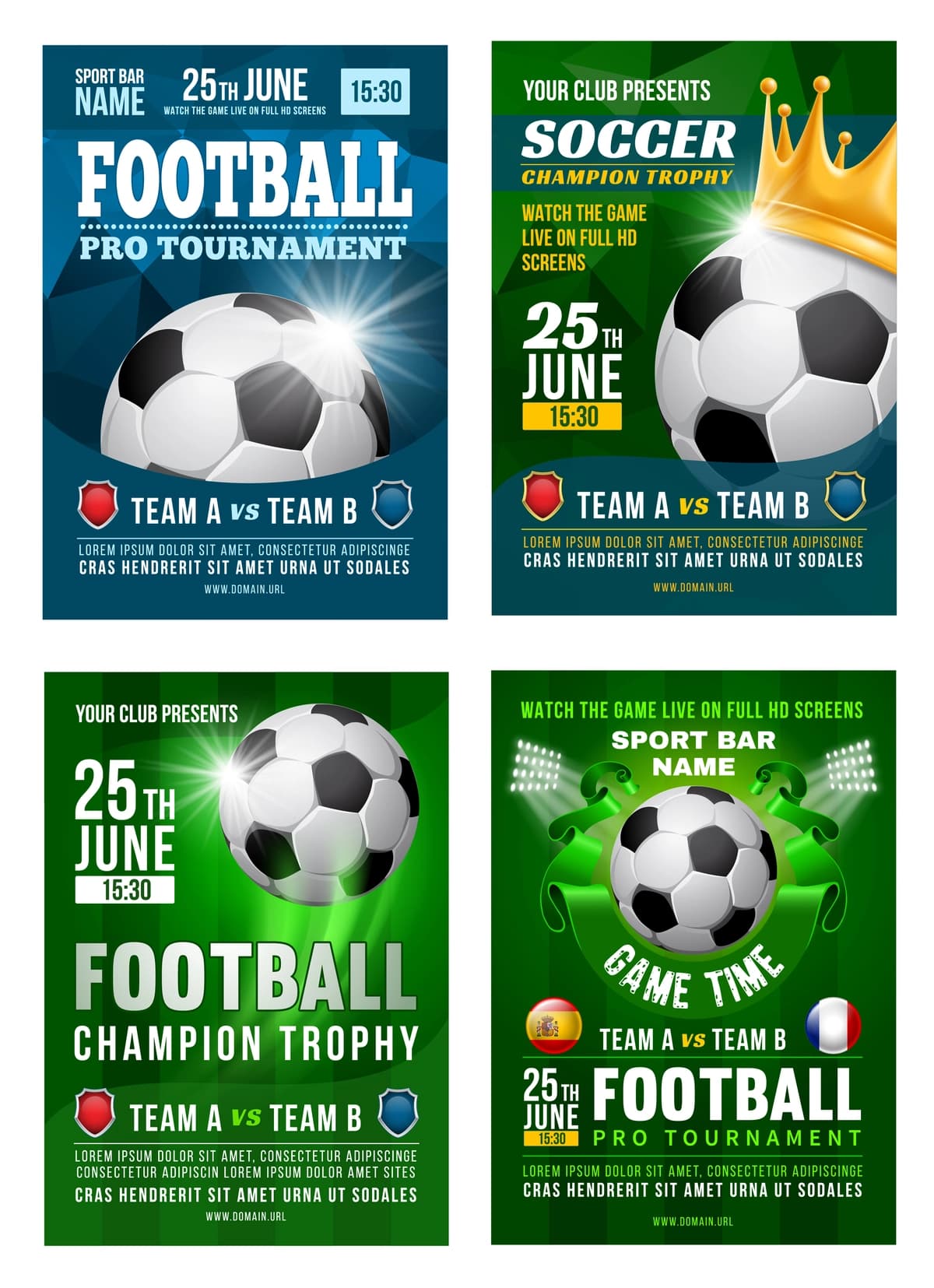Futbol futbol turniri afishasi dizayn vektori | Football soccer tournament flyer poster design vector