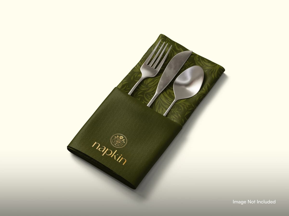 Elegant vilkalar pichoq to'plami buklangan salfetka | Elegant cutlery set folded napkin
