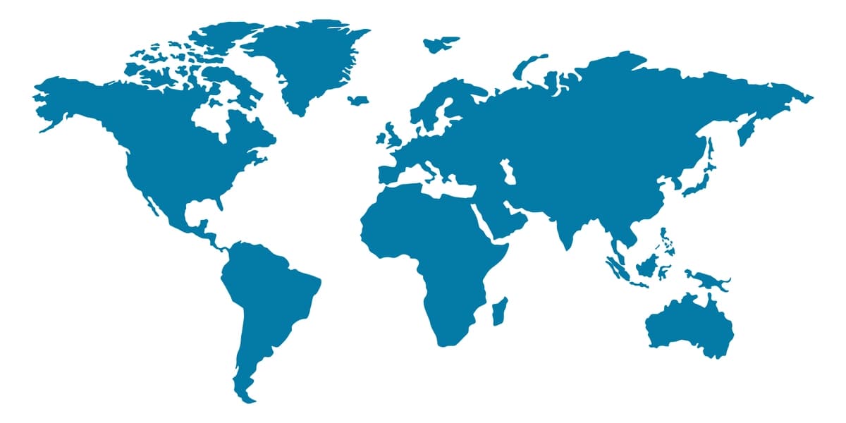 Jahon xaritasi silueti ko'k oq rangli tekis dizayn vektor tasviri | World map silhouette blue white color flat design vector illustration