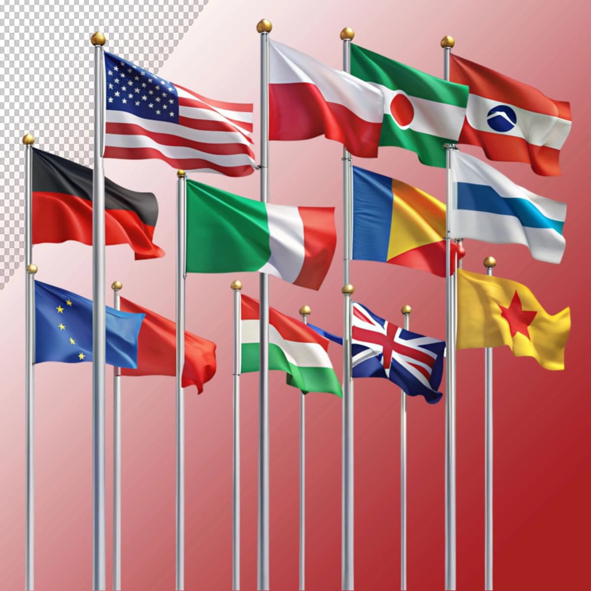 Shaffof fonda turli mamlakatlar bayroqlari | Flags different countries transparent background