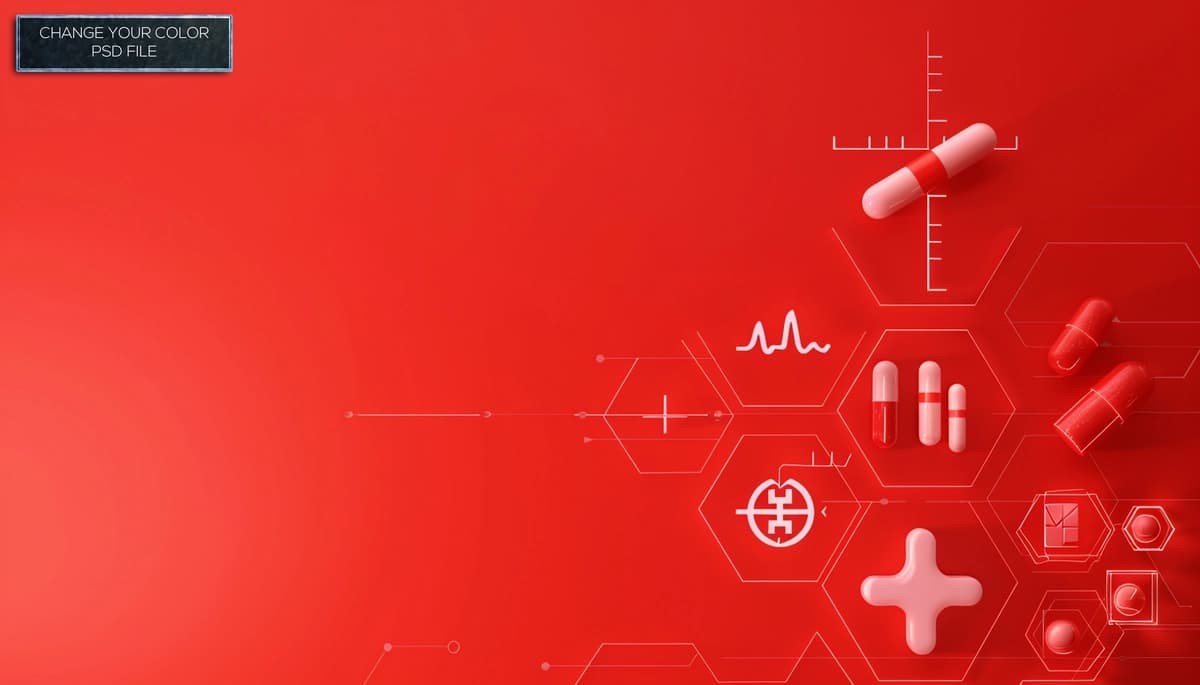 Tibbiy tarmoq vektor grafikasi oq xochli qizil fon | Medical network vector graphics red background with white cross