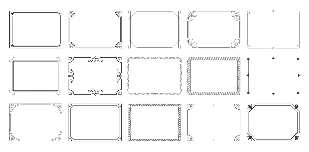 To'rtburchaklar kalligrafik ramkalar to'plami | Rectangular calligraphic frames set