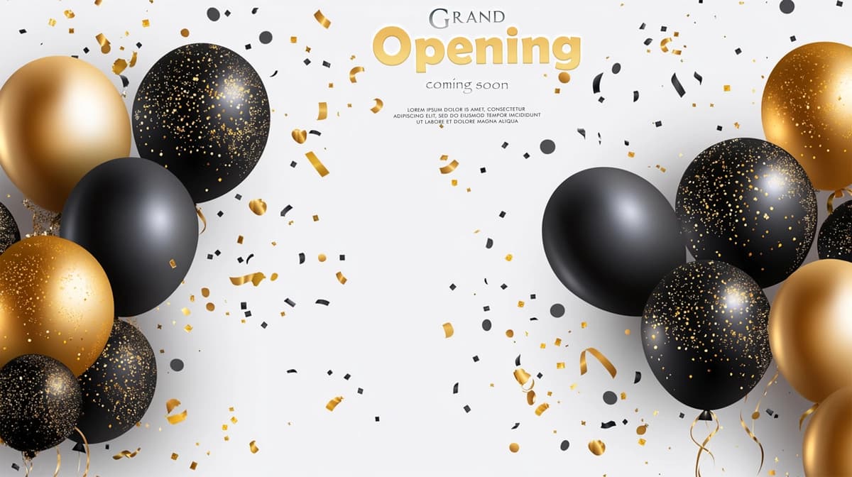 Konfeti fonida rangli sharlar bilan bayram banneri | Celebration party banner with color balloons confetti background