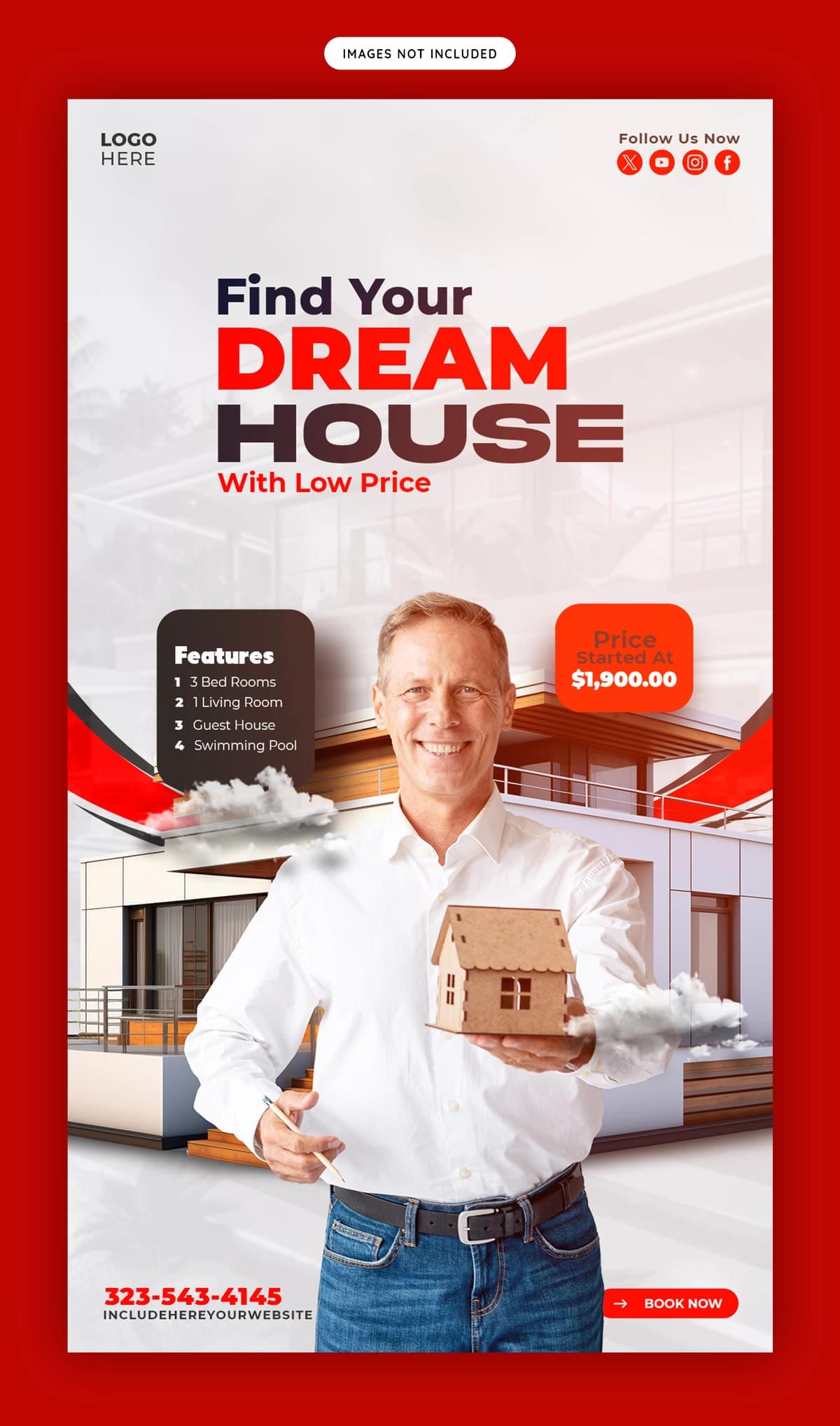Ko'chmas mulk uy mulk instagram facebook hikoya shablon | Real estate house property instagram facebook story template