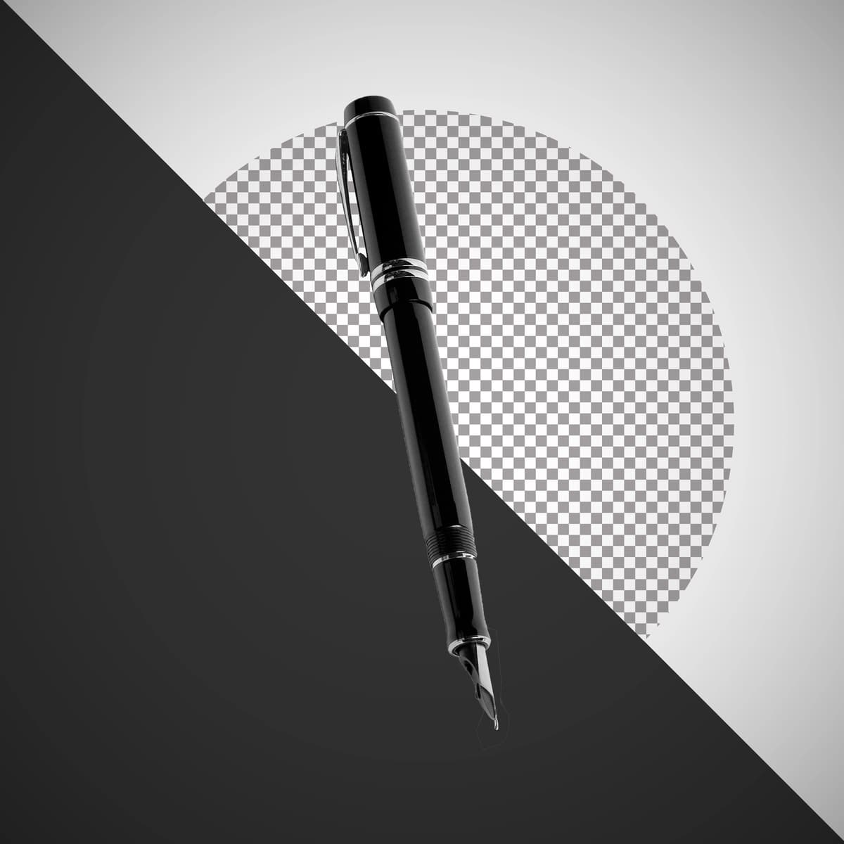 Neytral fonda oqlangan qora favvora qalam | Elegant black fountain pen neutral background