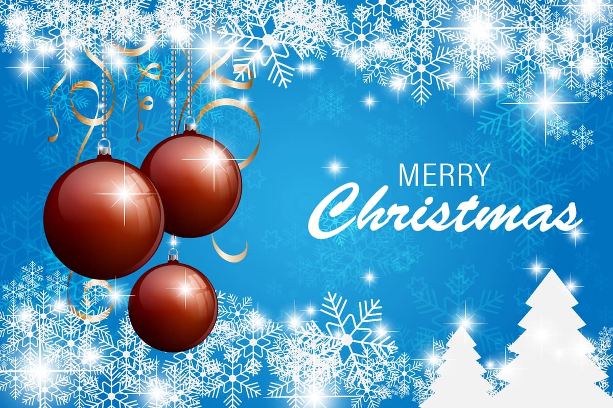 Moviy qor parchasi fonida Rojdestvo bilan tabriklash kartasi | Happy christmas card with blue snowflake background