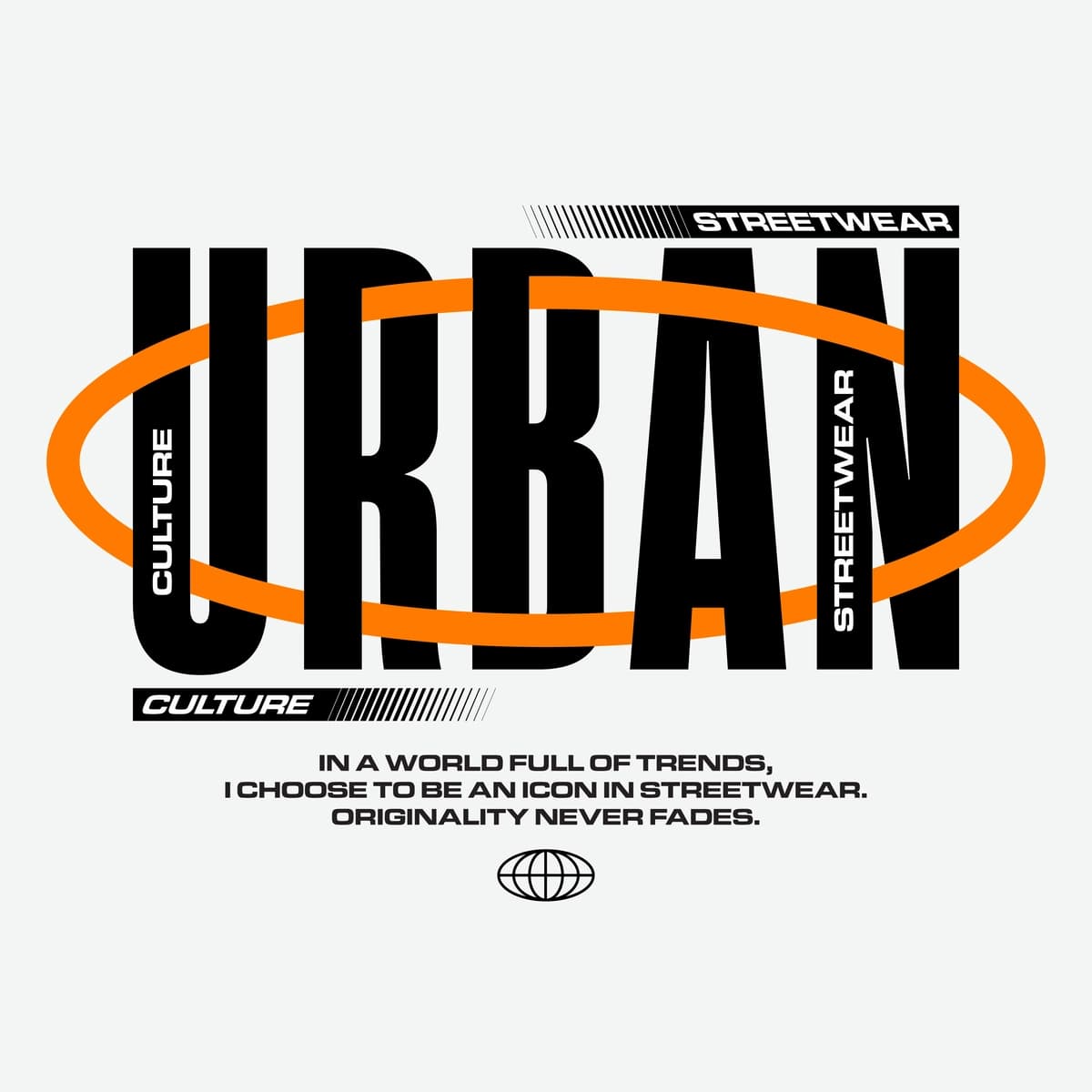 Ko'cha kiyimlari tipografiyasi shablonlari dizayni | Streetwear typography urban illustration template design