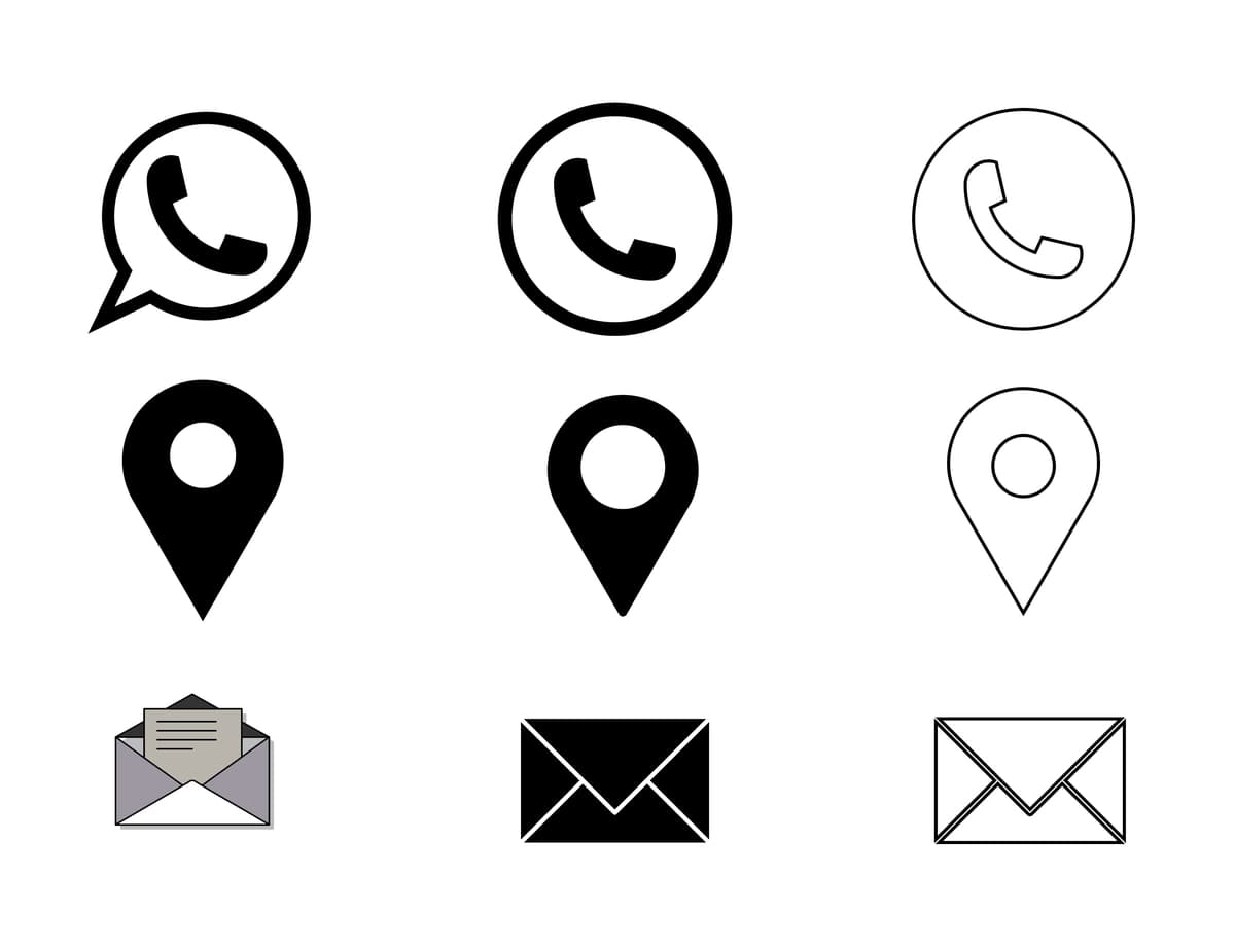 Bepul vektorli rasm massagelocationwebcall piktogramma to'plami | Free vector illustration massagelocationwebcall icon set