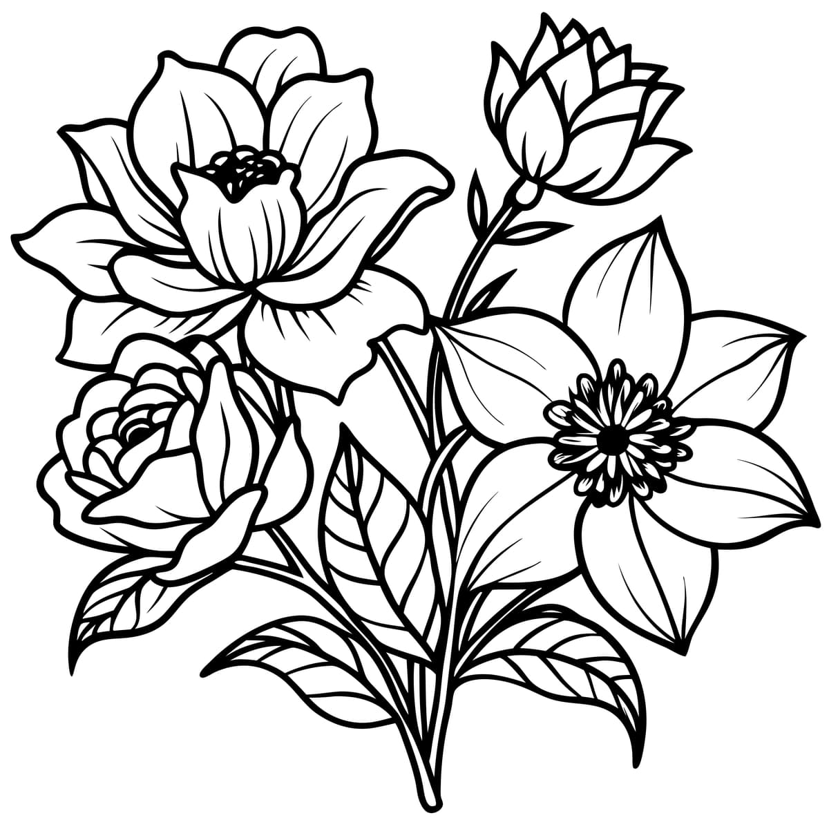 Qo'lda chizilgan tekis gul vektori ko'p maqsadli foydalanish | Hand drawn flat flower vector multi purpose use