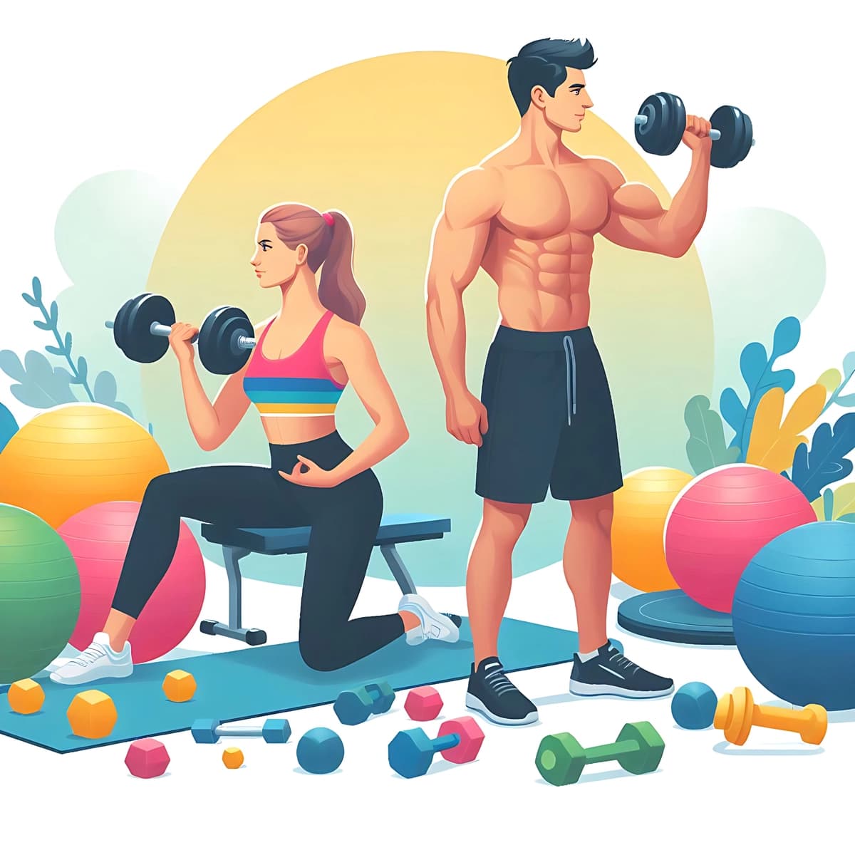 Fitness illyustratsiyasi vektor dizayni | Fitness illustration vector design