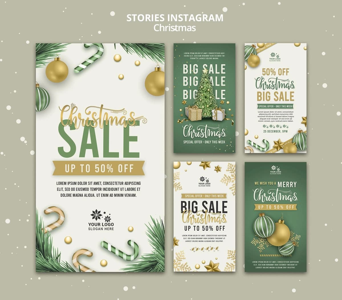 Rojdestvo sotuvi instagram hikoyalari dizayn shabloni | Christmas sale instagram stories design template