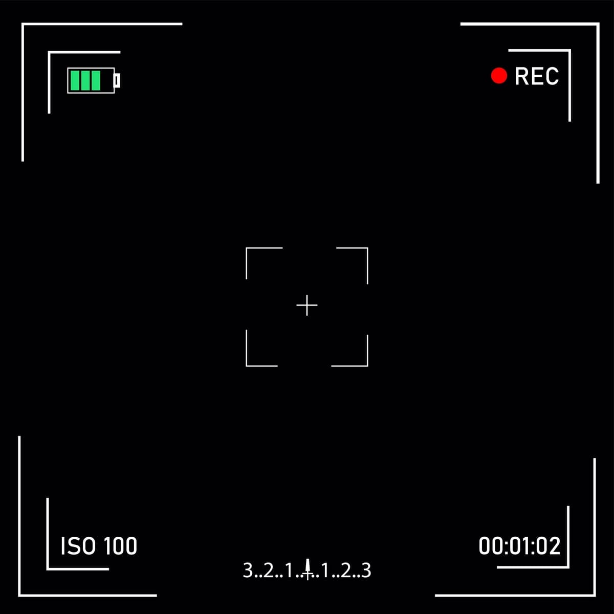 Sozlamalar bilan raqamli video kamera fokuslash ekrani | Digital video camera focusing screen with settings